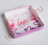 Коробка для кондитерских изделий с PVC-крышкой With love, 15 × 15 × 3 см