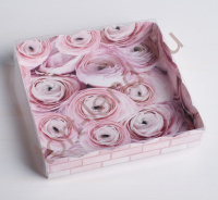 Коробка для кондитерских изделий с PVC-крышкой «My best wishes», 15 × 15 × 3 см