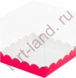 Коробка 150*150*140мм с прозрачным куполом красная матовая 