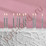 Свечи в торт "Спираль", 10 шт, средние, 5 см, металлик