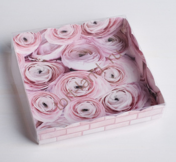 Коробка для кондитерских изделий с PVC-крышкой «My best wishes», 15 × 15 × 3 см – «Тортленд»