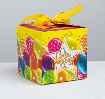 Складная коробка «С Днём Рождения», 12 × 12 × 12 см – «Тортленд»