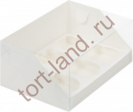 Коробка для капкейков на 6 ячеек Белая с пластиковой крышкой