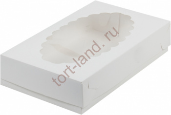 Коробка для эклеров и эскимо с окошком 240*140*50 мм БЕЛАЯ – «Тортленд»