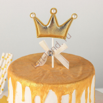 Топпер на торт «Корона», 17,5×8 см, цвет золотой – «Тортленд»