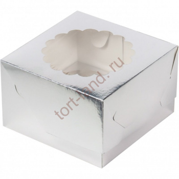 Коробка на 4 капкейка СЕРЕБРО – «Тортленд»