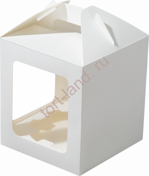 Коробка с ручкой и ложементом Белая 180*180*220, 1 шт – «Тортленд»