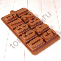 Форма силиконовая для шоколада "Цифры" 20*10 см, 10 ячеек