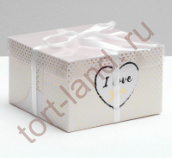 Коробка на 4 капкейка I love You, 16 × 16 × 10 см