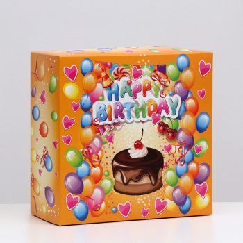 Коробка для торта "Happy Birthday", 24 х 24 х 12 см, 1,5 кг – «Тортленд»