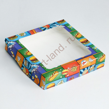 Коробка складная с окном "Pop art", 20 х 20 х 4 см – «Тортленд»