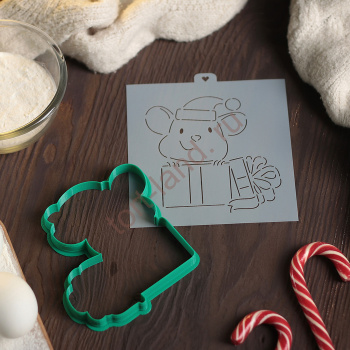 Трафарет+форма Мышка в подарке  – «Тортленд»