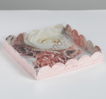 Коробка для кондитерских изделий с PVC-крышкой «My best wishes», 18 × 18 × 3 см – «Тортленд»