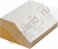Коробка для капкейков на 6 ячеек КРАФТ с пластиковой крышкой 