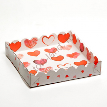 Коробочка для печенья с PVC крышкой, "С любовью", 15 х 15 х 3 см – «Тортленд»
