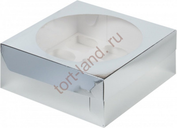 Коробка для капкейков на 9 ячеек СЕРЕБРО – «Тортленд»