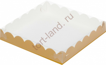 Коробка для печенья и пряников 200*200*35 мм Золото матовое – «Тортленд»