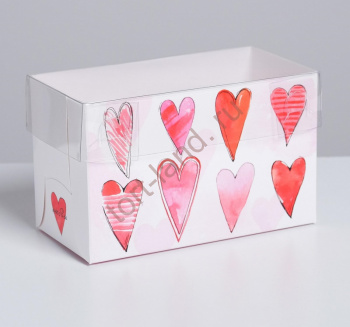 Коробка на 2 капкейка «Любви», 16 × 8 × 10 см – «Тортленд»