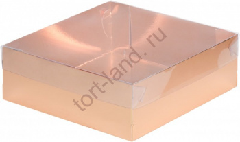 Коробка для зефира 200*200*70 мм ЗОЛОТО – «Тортленд»