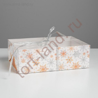 Коробка на 6 капкейков «Снежинки», 23 × 16 × 7.5 см