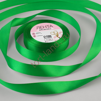Лента атласная, 20 мм × 23 ± 1 м, цвет зелёный – «Тортленд»