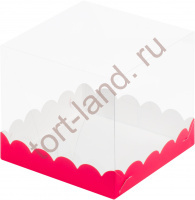 Коробка 150*150*140мм с прозрачным куполом красная матовая 