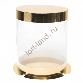 Коробка ТУБУС золото, D 18 см, H 18 см – «Тортленд»