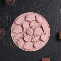 Форма силиконовая для шоколада «Сладости», 12×1 см, 16 ячеек