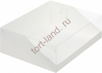 Коробка для торта 310*235*100 с пластиковой крышкой, Белая – «Тортленд»
