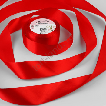 Лента атласная, 40 мм × 23 ± 1 м, цвет красный – «Тортленд»