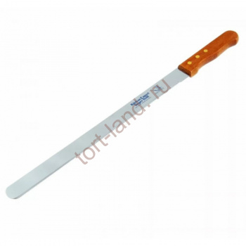 Нож для бисквита 30 см с узкими зубчиками, дер.ручка – «Тортленд»