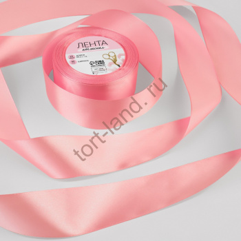 Лента атласная, 40 мм × 23 ± 1 м, цвет нежно-розовый – «Тортленд»