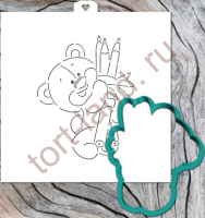 Трафарет+форма «Мишка с карандашами 2»
