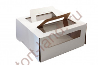 Коробка для торта 250*250*150, с окном и ручкой