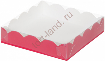 Коробка для печенья и пряников 250*250*35 мм Красная матовая – «Тортленд»