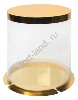 Коробка ТУБУС золотой D 28 см, H 28 см – «Тортленд»