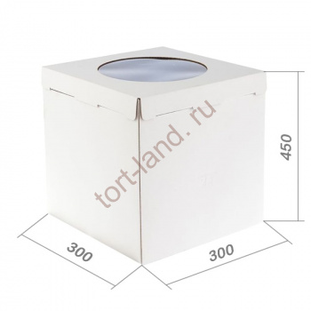Коробка для торта 300*300*450 с окном до 5 кг (сборная) – «Тортленд»