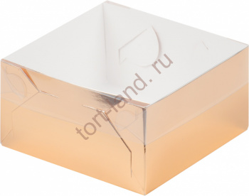 Коробка для зефира 155*155*60 мм Золото – «Тортленд»