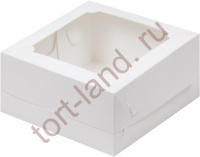 Коробка для бенто-торта с ручками с окном 120х120х80 мм