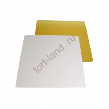 Подложка квадратная 24*24 см золото/жемчуг – «Тортленд»