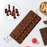 Форма силиконовая для шоколада «Шахматы», 20,6×8,8 см, 16 ячеек