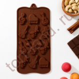 Форма силиконовая для шоколада «Музыкальные инструменты», 21,5×10,5 см, 14 ячеек