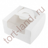 Коробка для бенто-торта с ручками с окном 140х140х80 мм