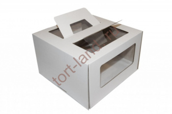 Коробка для торта 210*210*120 ОКНО и РУЧКА – «Тортленд»
