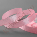 Лента атласная «Горошек», 15 мм × 23 ± 1 м, цвет розовый
