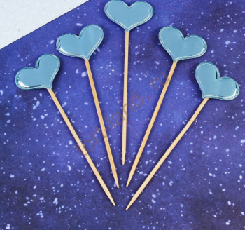 Топпер «Сердце», набор 5 шт., цвет голубой – «Тортленд»
