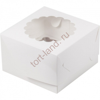 Коробка на 4 капкейка БЕЛАЯ – «Тортленд»