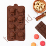 Форма силиконовая для шоколада «Зоопарк», 22×12 см, 8 ячеек
