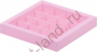 Коробка на 16 конфет Розовый 177*177*38 мм