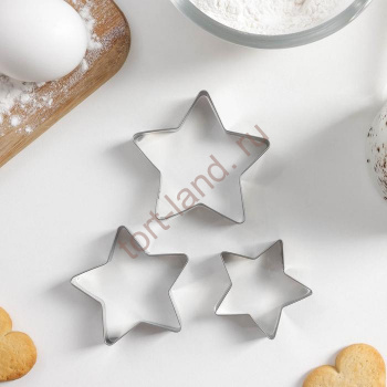 Набор форм для вырезания печенья «Остроконечная звезда», 3 шт, 6,5×5,5×1,5 см – «Тортленд»